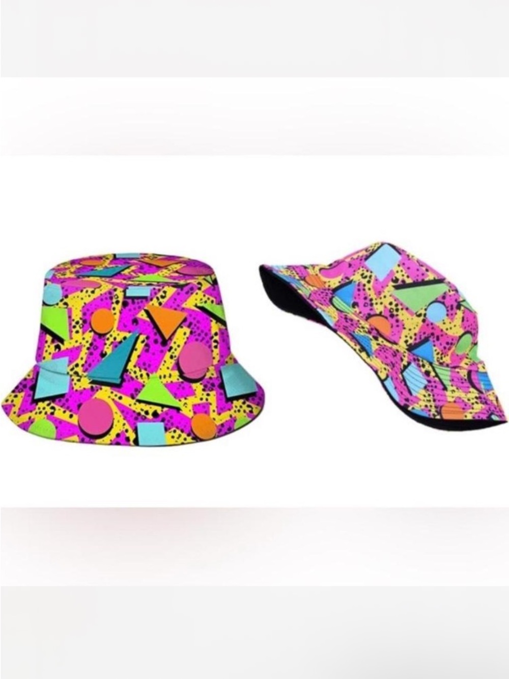 Retro Neon Geometric Reversible Bucket Hat - Pink Multicolor